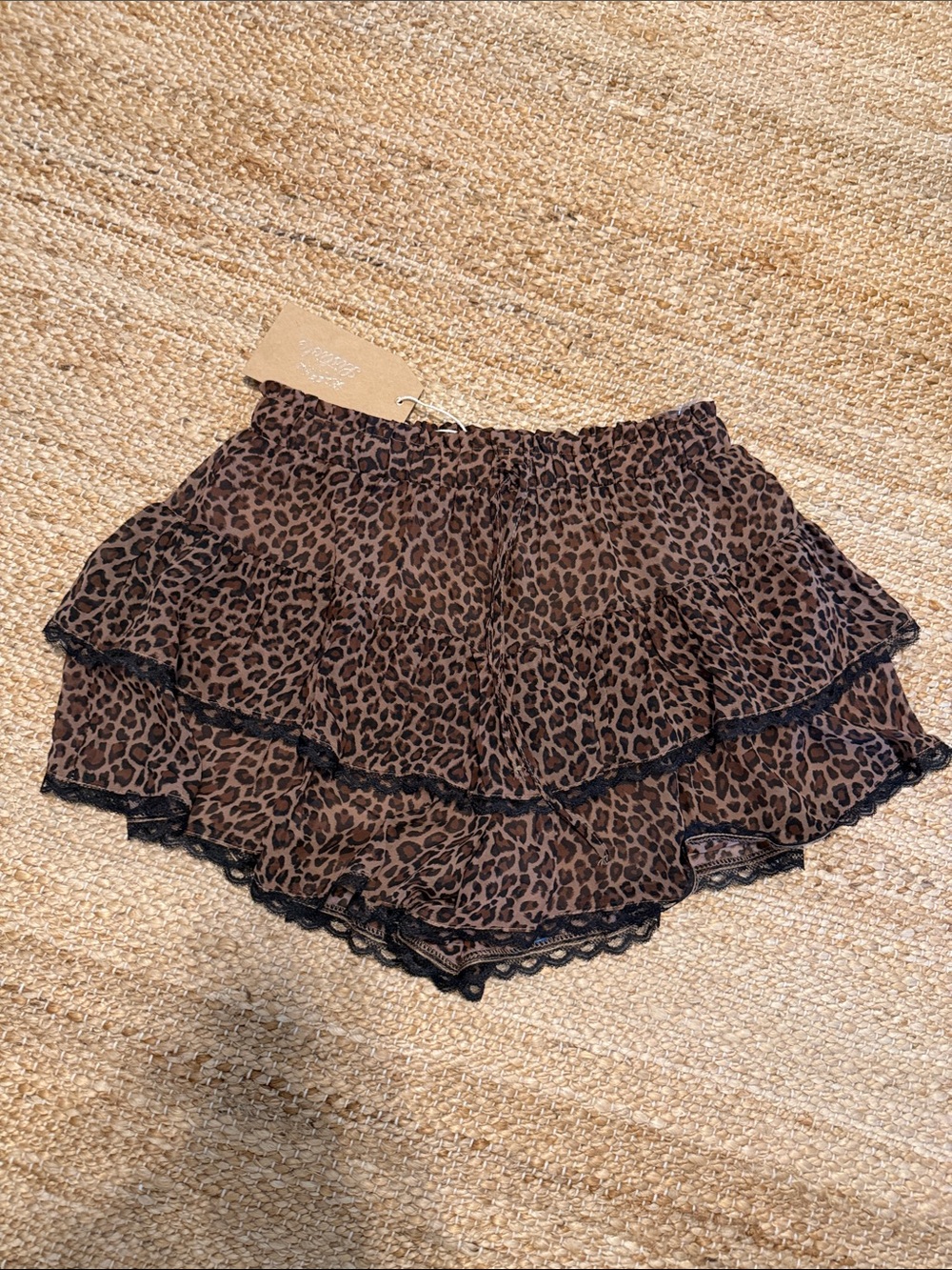 Listicle Leopard Print Ruffle Skort - Brown